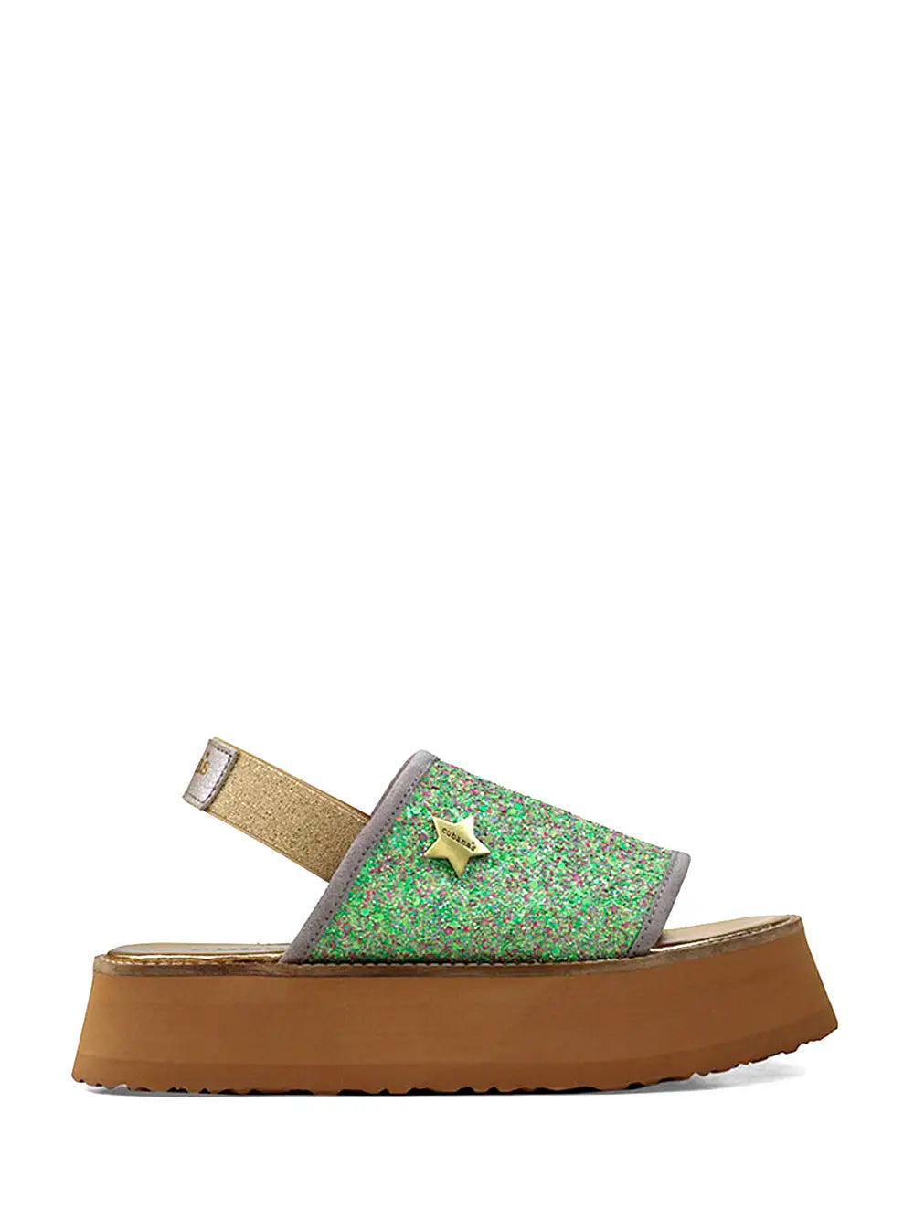 Green Glitter Platform Sandals