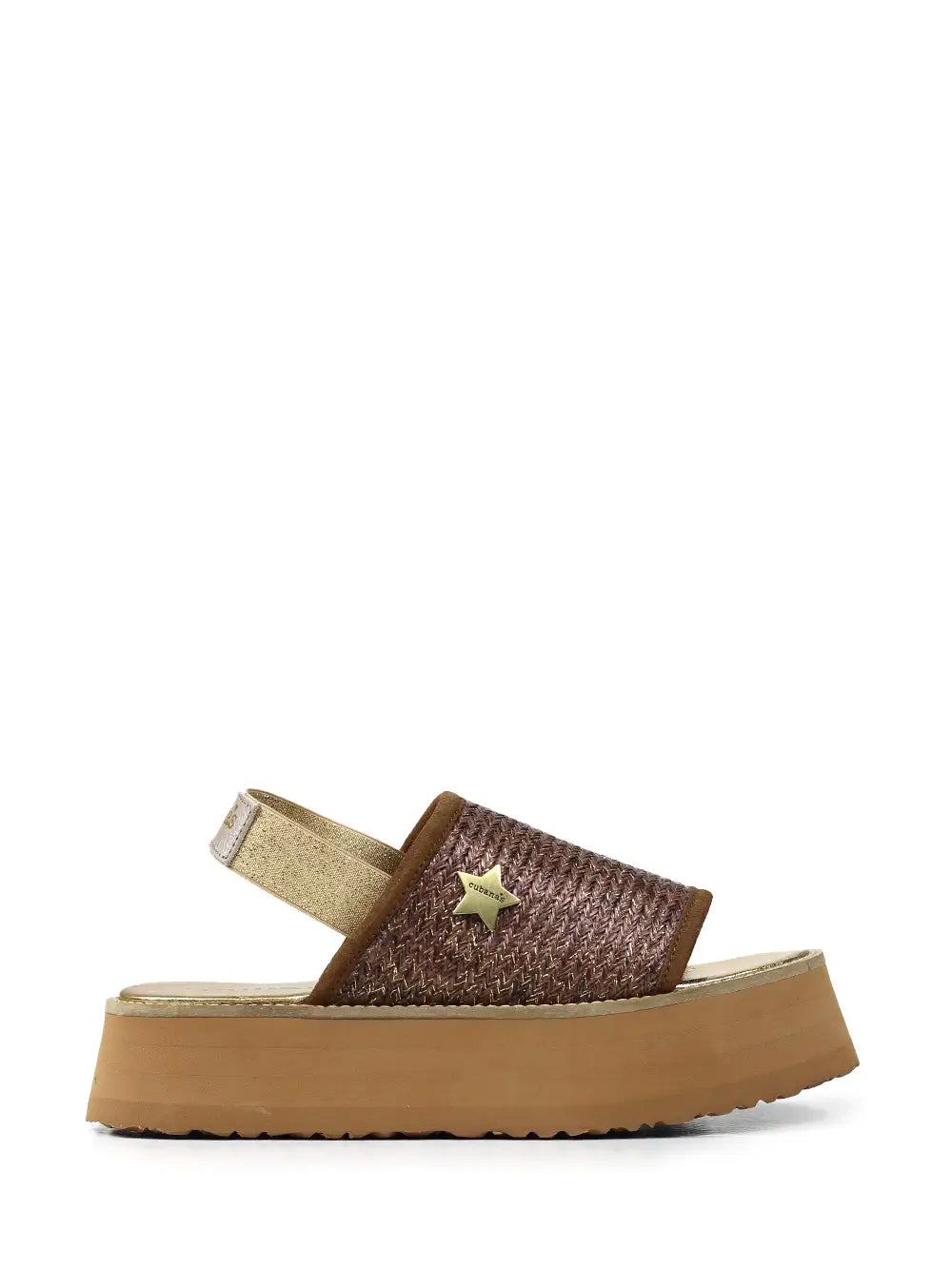 Brown Glitter Fabric Platform Sandals