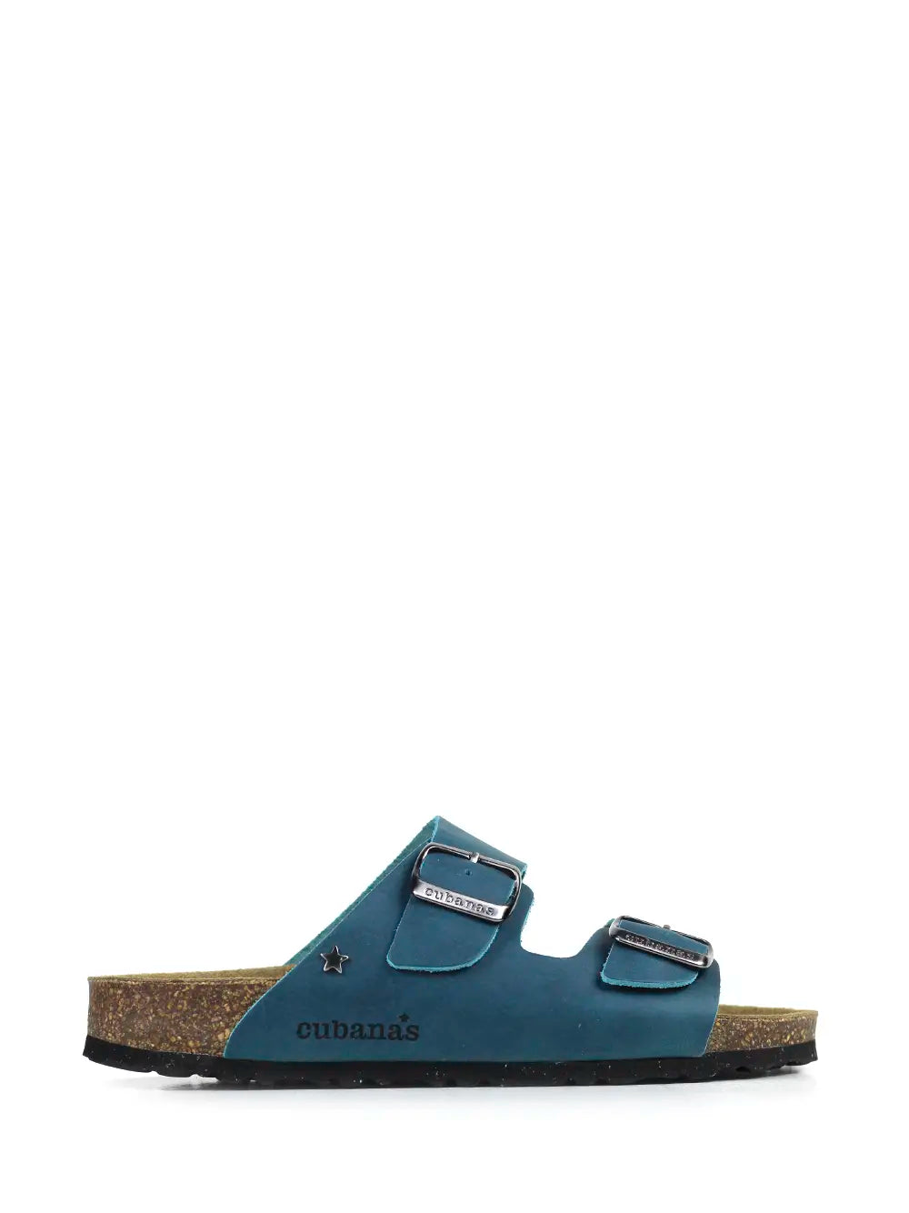 Sandália Amália em Pele Azul com Duas Tiras