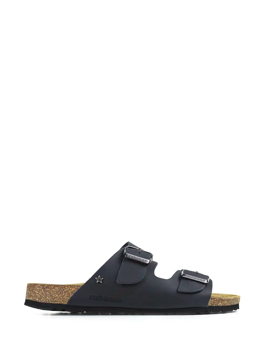 Men's Dark Blue Leather Sandals with Two Straps