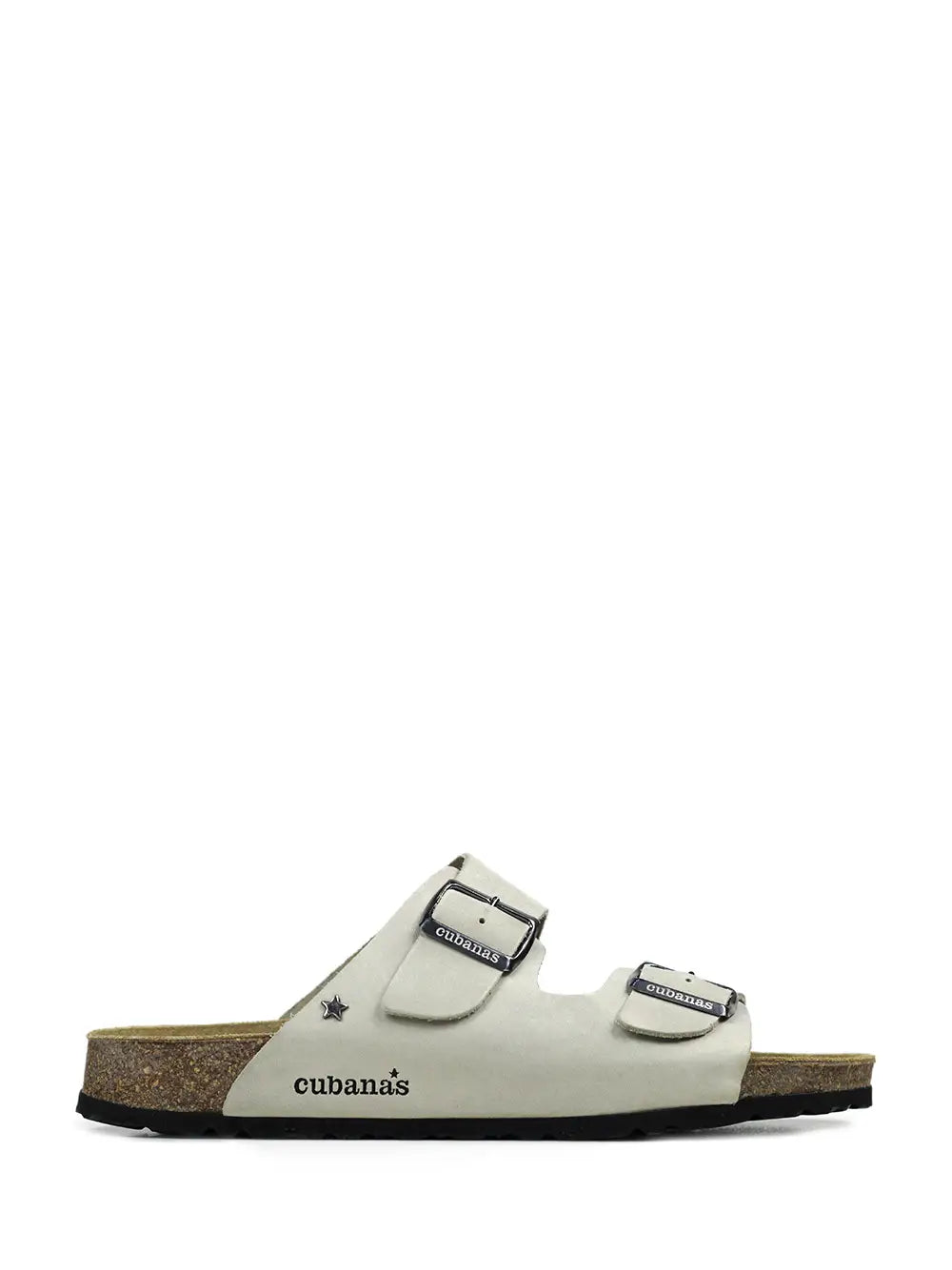 Sandália Homem em Pele Off-White com Duas Tiras