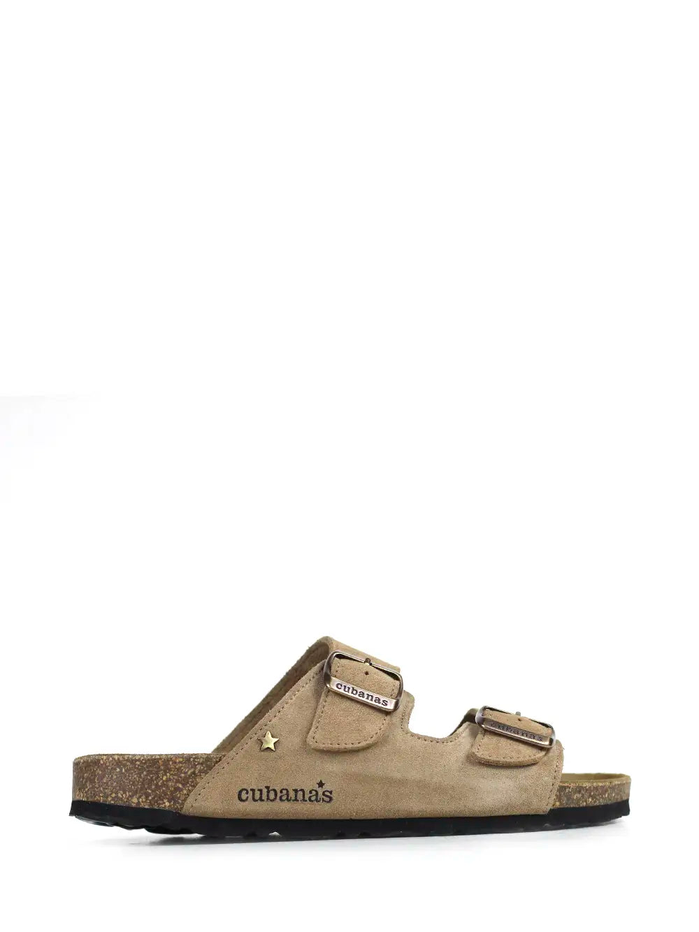 Sandália Amália em Camurça Beige com Duas Tiras