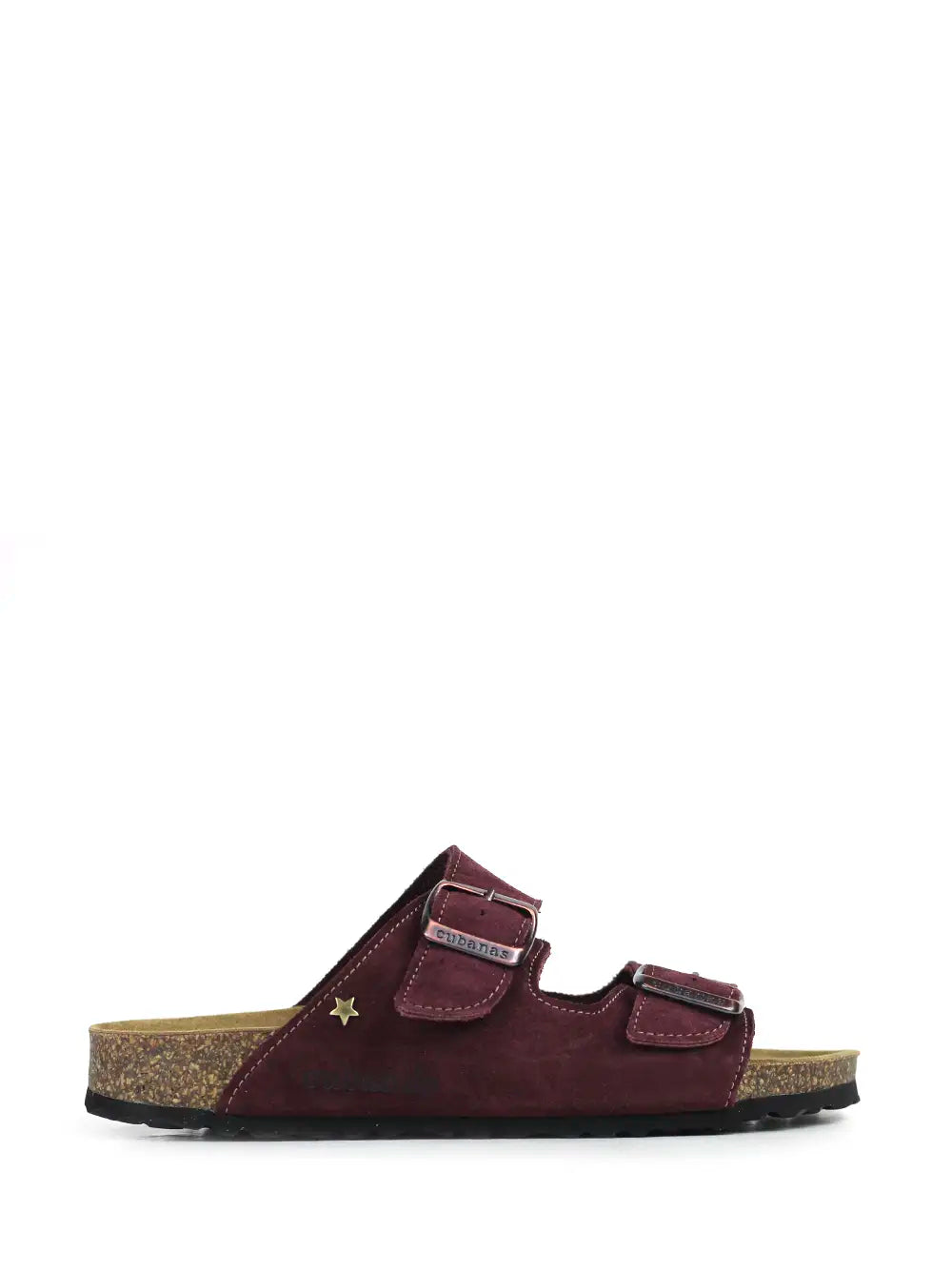 Sandália Amália em Camurça Bordeaux com Duas Tiras