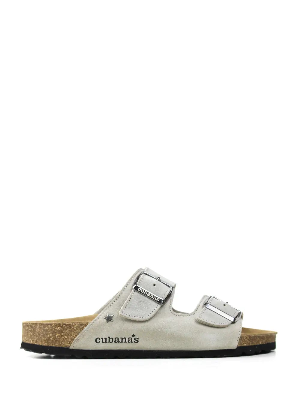 Sandália Amália em Camurça Cinza com Duas Tiras