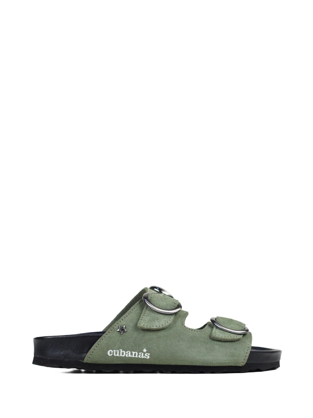 Sandália Amália em Camurça Verde e Tachas