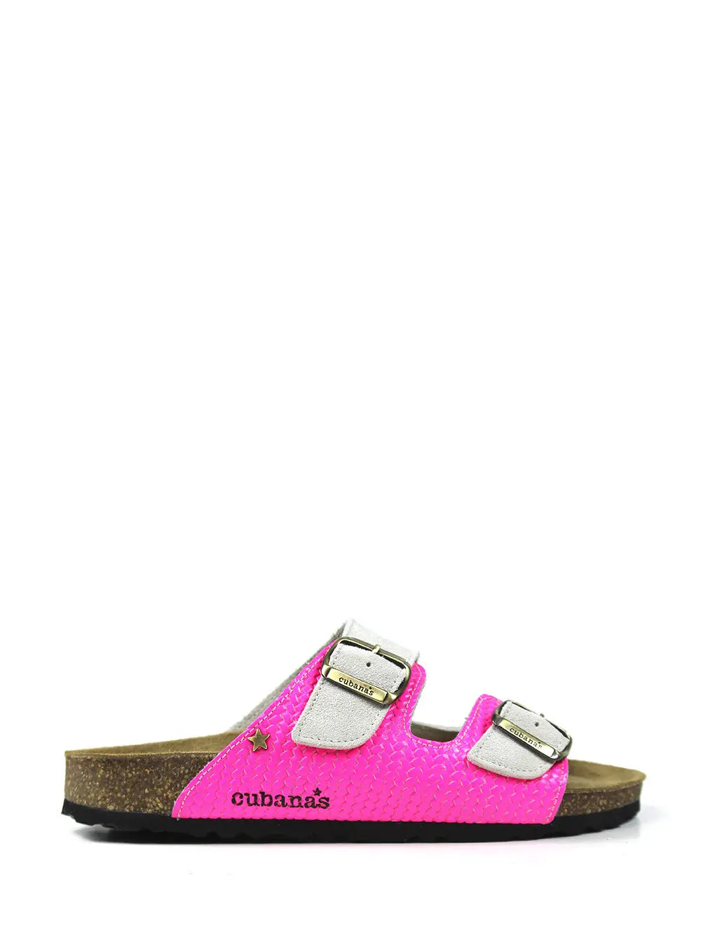Sandalia Amália en Gamuza Gris y Piel Rosa