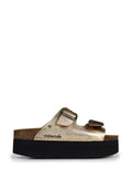 Amalia Platform Sandal in Gold Leather