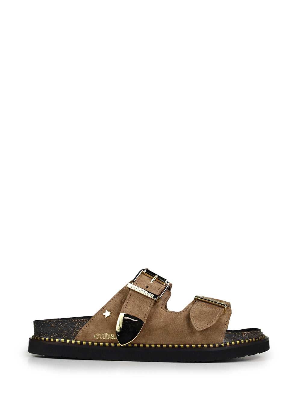 Sandália Amália em Camurça Camel e Fivela