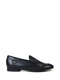 Black Leather and Metal Loafer