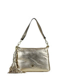 Bolso en Piel Dorada y Detalle de Flecos