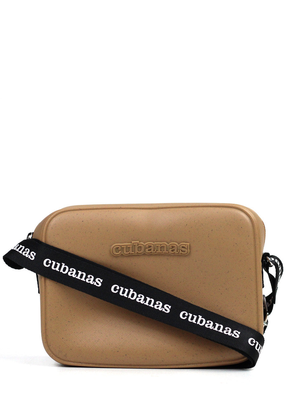 Bolso de PVC beige y asa cubana