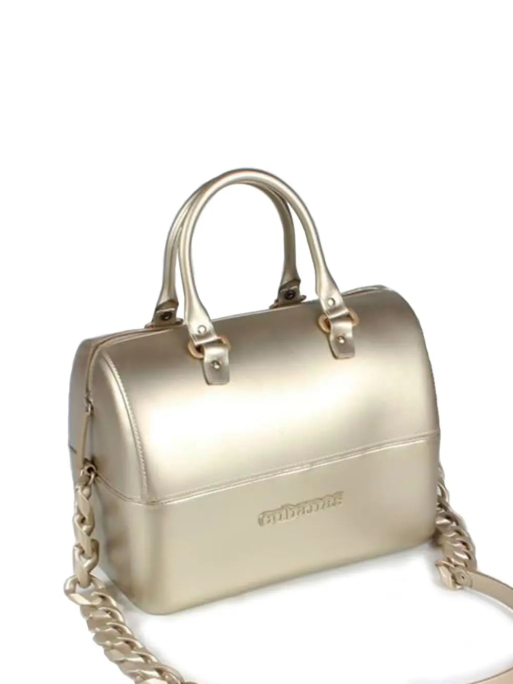 Golden Maxi Bag with Chain Strap