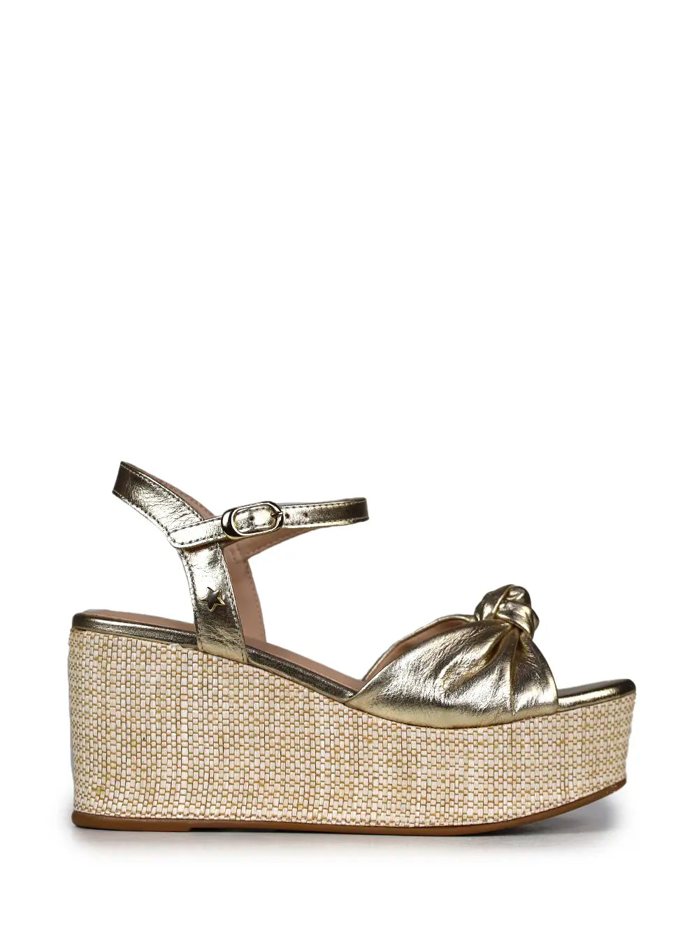 Sandália Plataforma em Pele Dourada