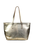 Bolso Shopper de Piel Dorada y Asa de Hombro