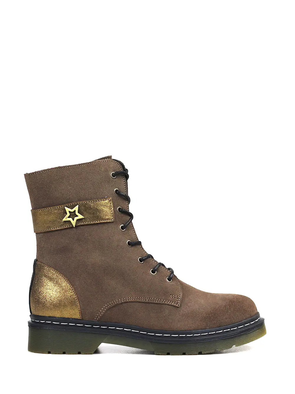 Beige Suede and Golden Leather Boots