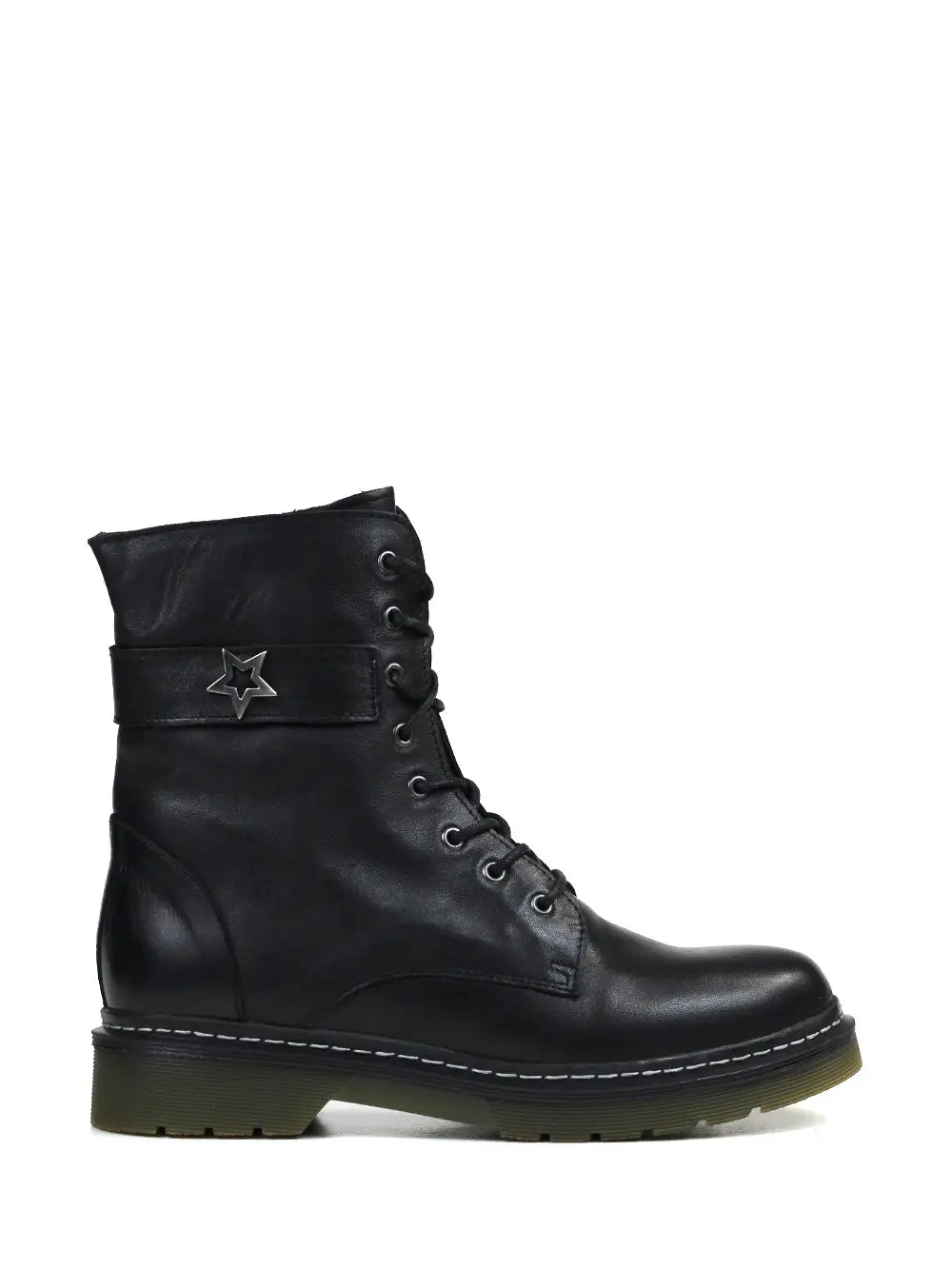 Bota negra de piel
