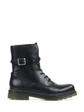 Bota negra de piel y hebilla