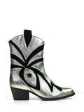 Botte en cuir argenté et daim noir