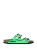 Amalia Sandal in Metallic Green Leather