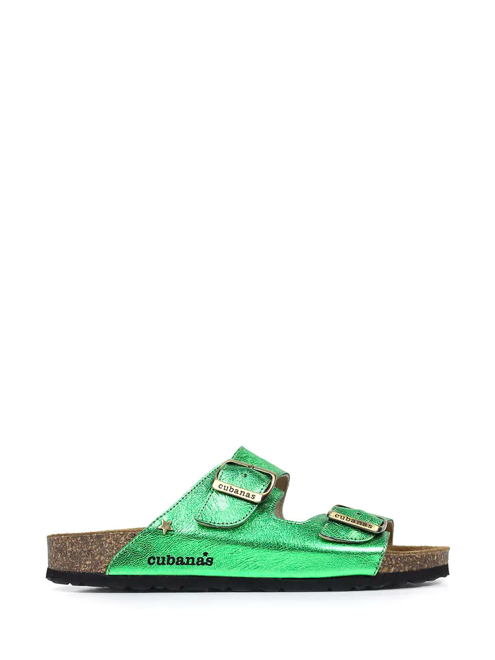 Amalia Sandal in Metallic Green Leather