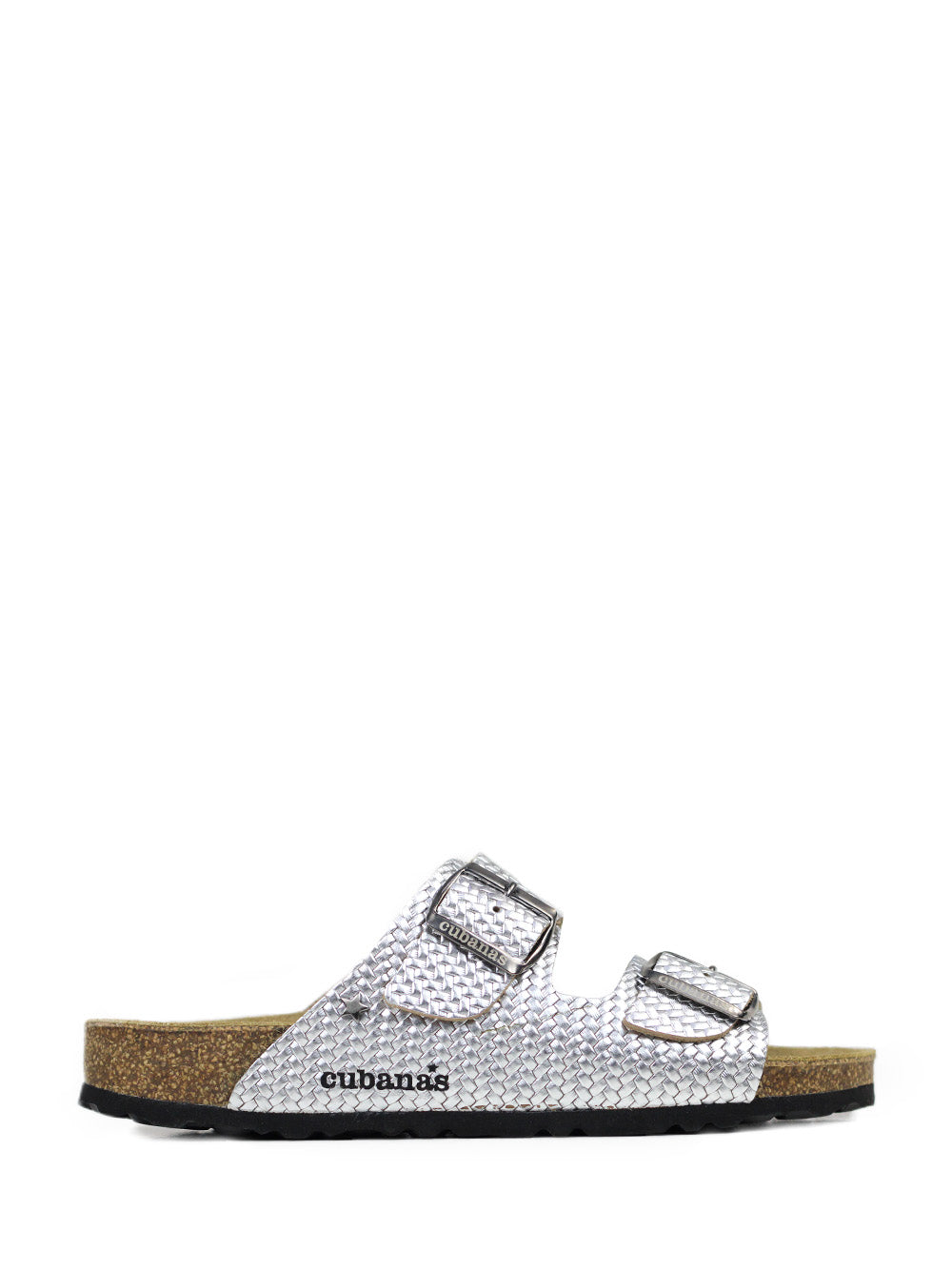 Sandália Amália em Pele Prata com Duas Tiras