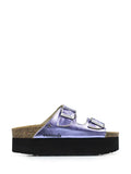Amalia Platform Sandals in Metallic Purple Leather