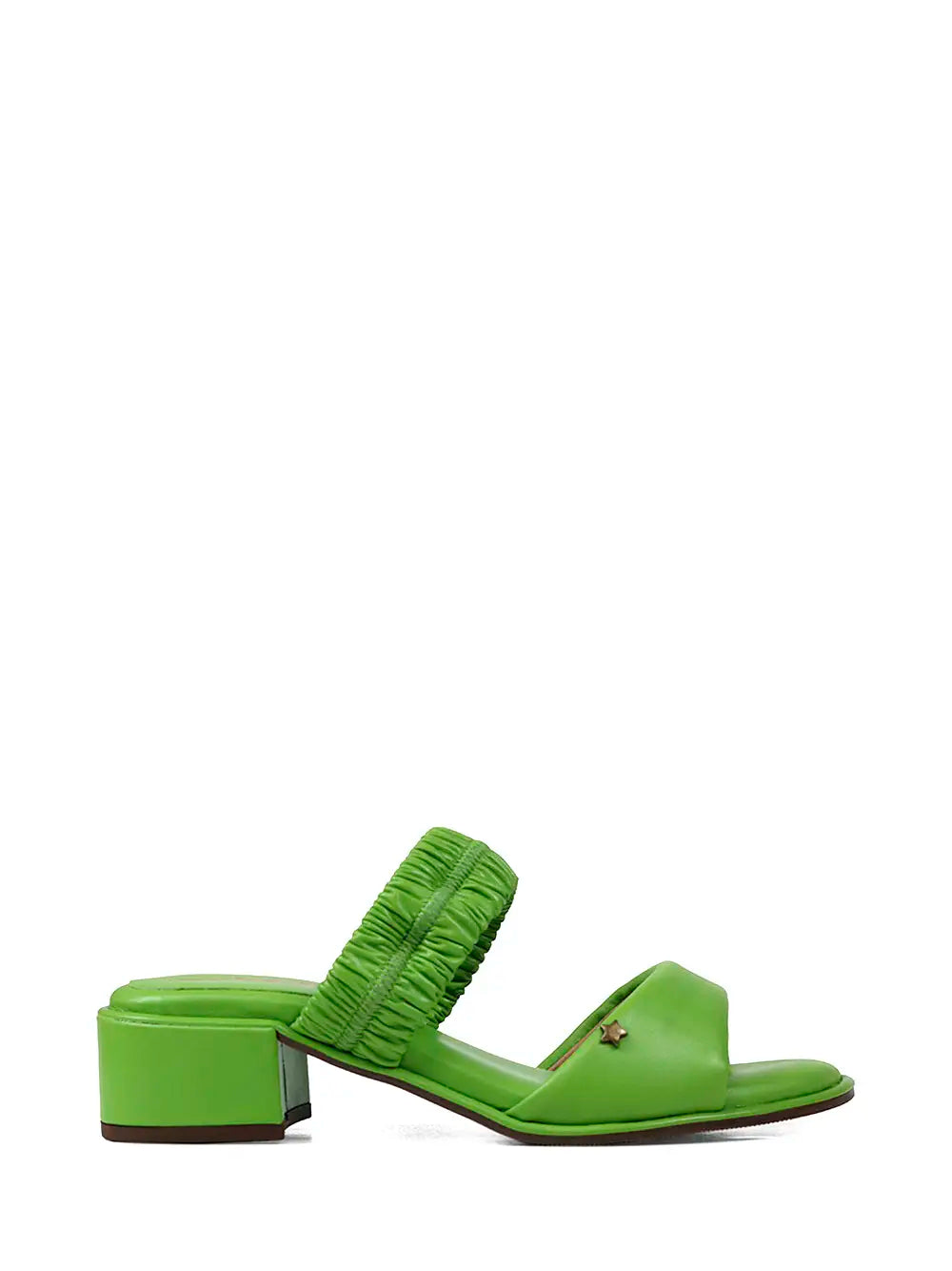 Sandália em Pele Verde e Salto em Bloco