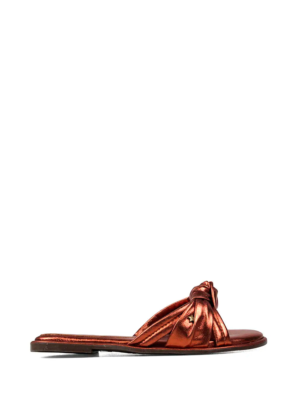 Metallic Brown Leather Sandals with Bow