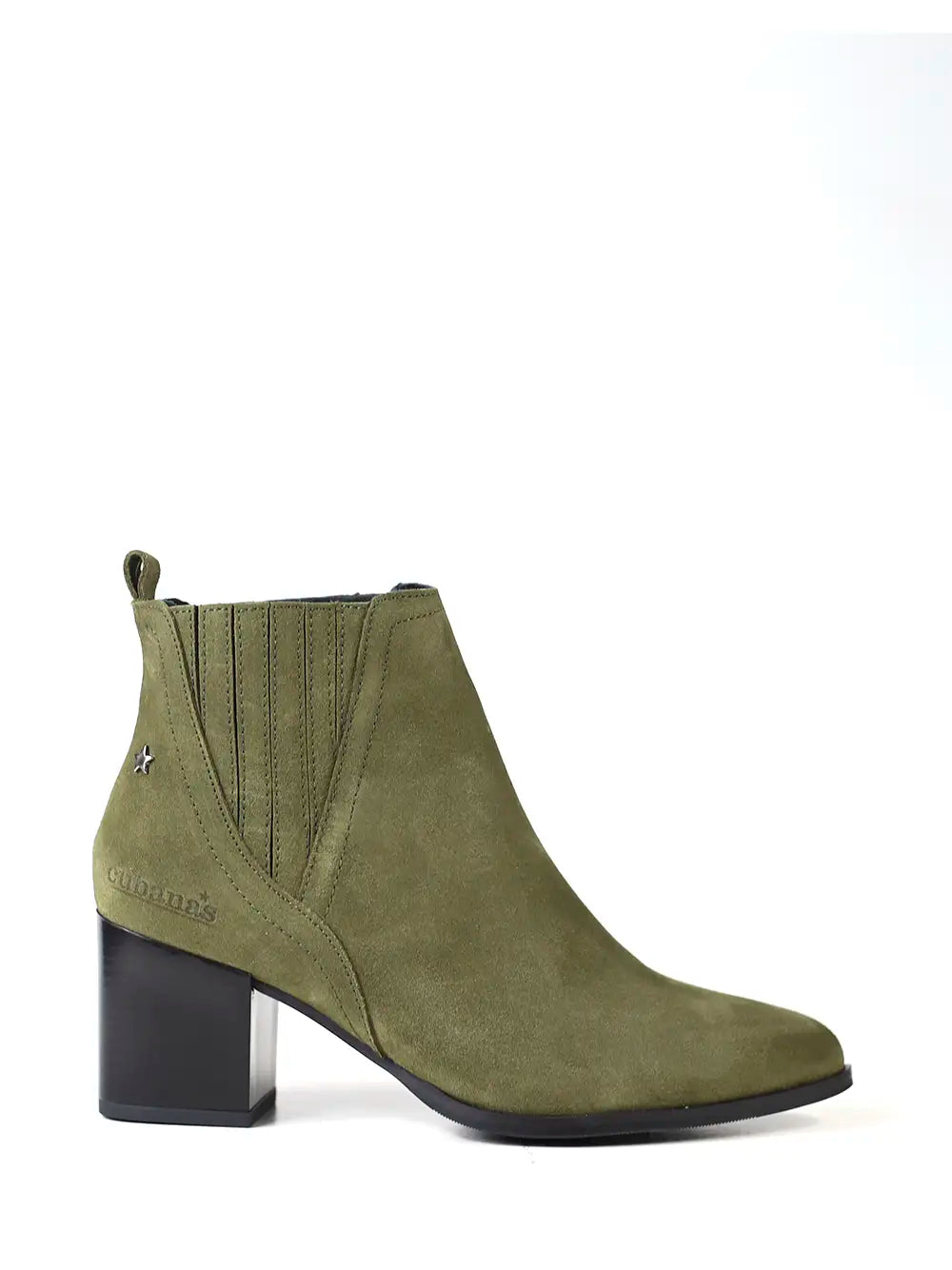 Botte en daim vert et talon bloc