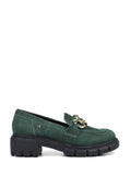 Mocassin En Daim Vert Avec Semelle Traitée