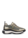 Zapatillas de Piel Dorada con Cordones y Suela Voluminosa