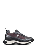 Zapatillas de Piel Plateadas con Cordones y Suela Voluminosa