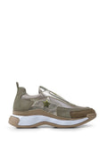 Beige Suede Trainers with Gold Elastic and Chunky Sole
