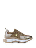 Zapatillas de Piel Beige con Glitter y Suela Voluminosa
