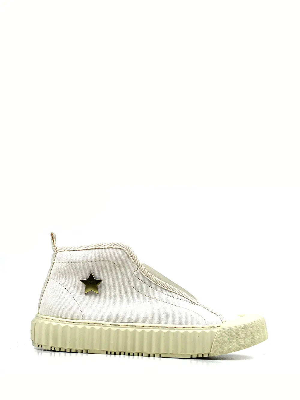 White Fabric Sneakers with Chunky Soles