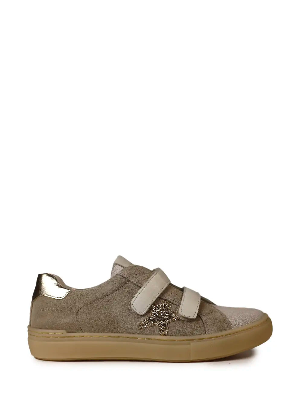 Beige Suede and Glitter Sneakers