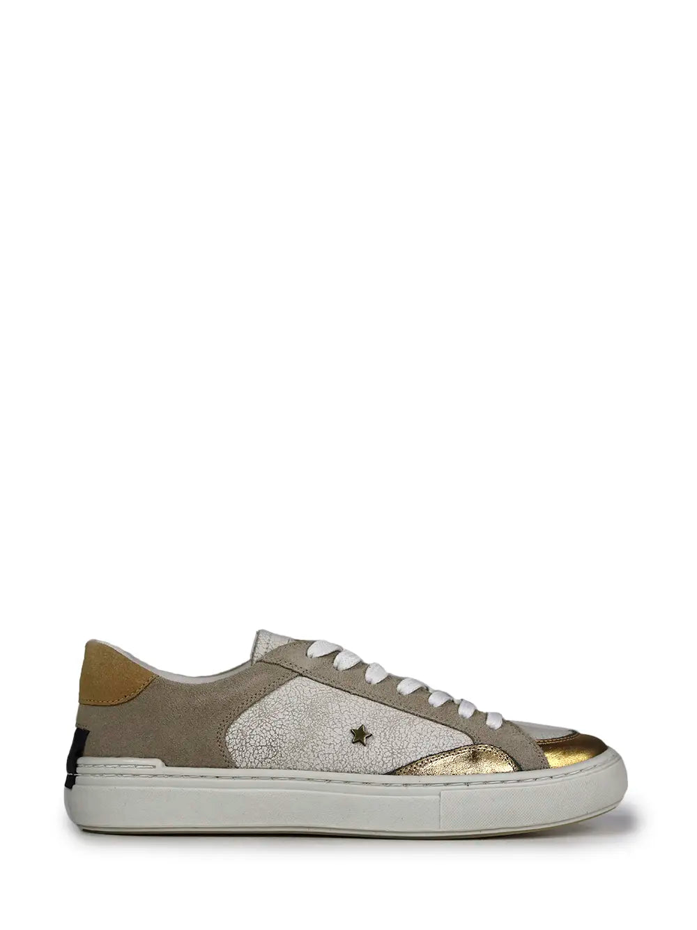Zapatillas de Piel Blancas y Doradas