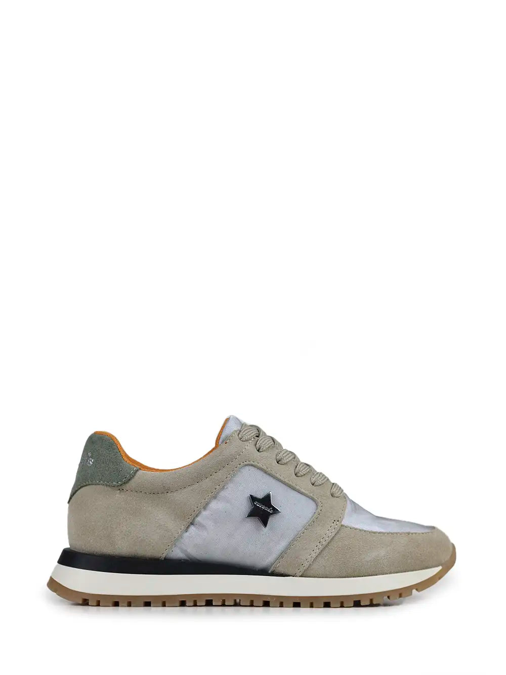 Zapatillas de Tela Blanca y Ante Beige