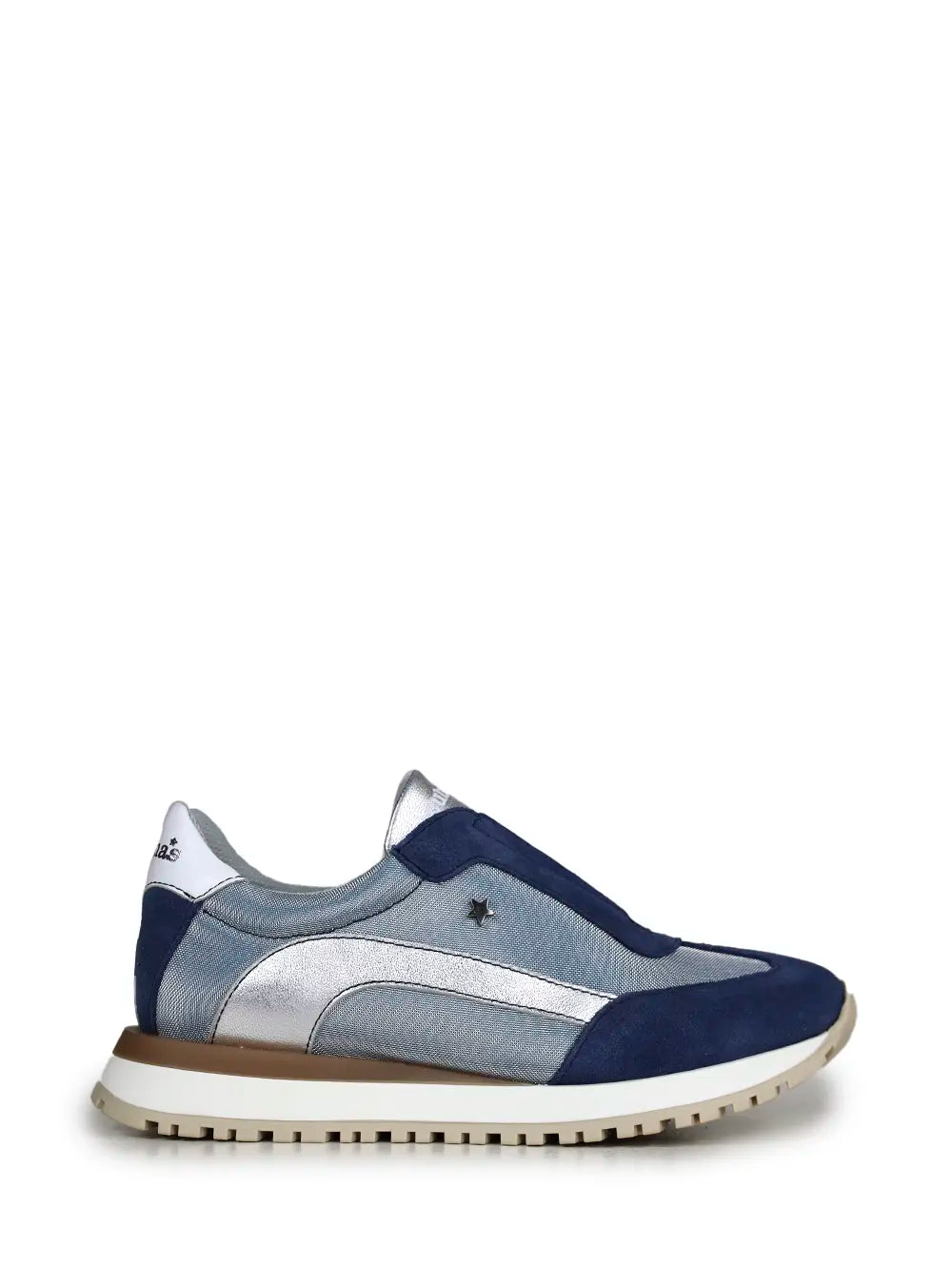Blue Suede Trainers with Elastic