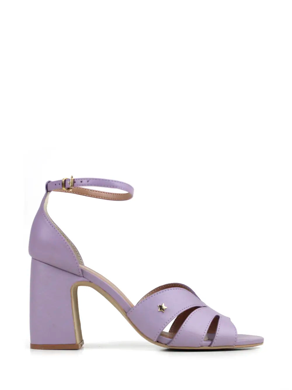 Purple Leather High Heel Sandals