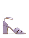 Purple Leather High Heel Sandals