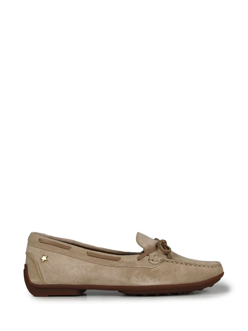 Loafer em Camurça Beige e Laço
