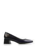 Scarpin Preto em Pele e Salto Bloco