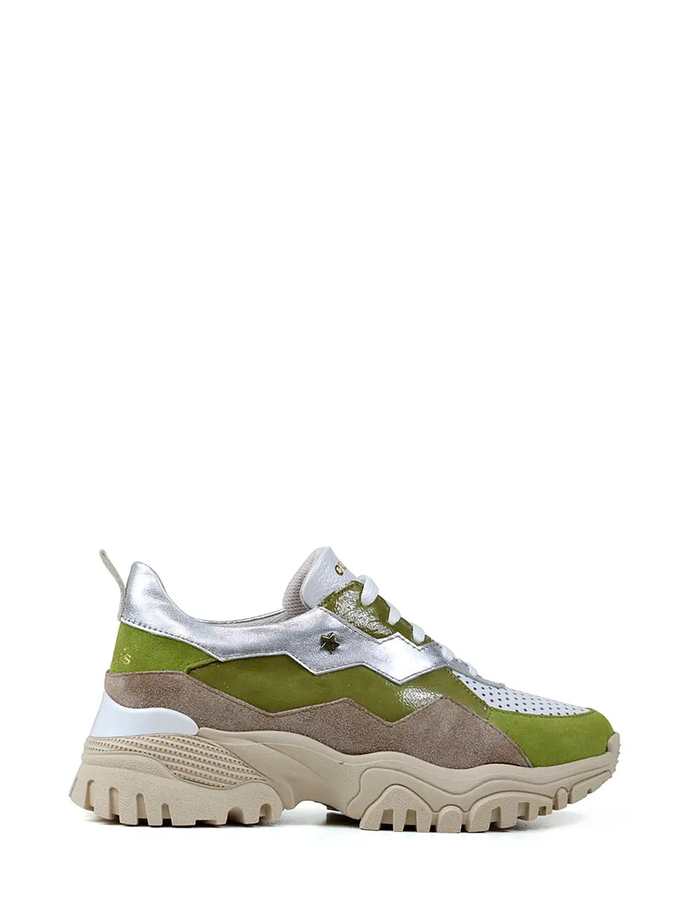 Zapatillas de Piel y Ante Verde con Suela Track