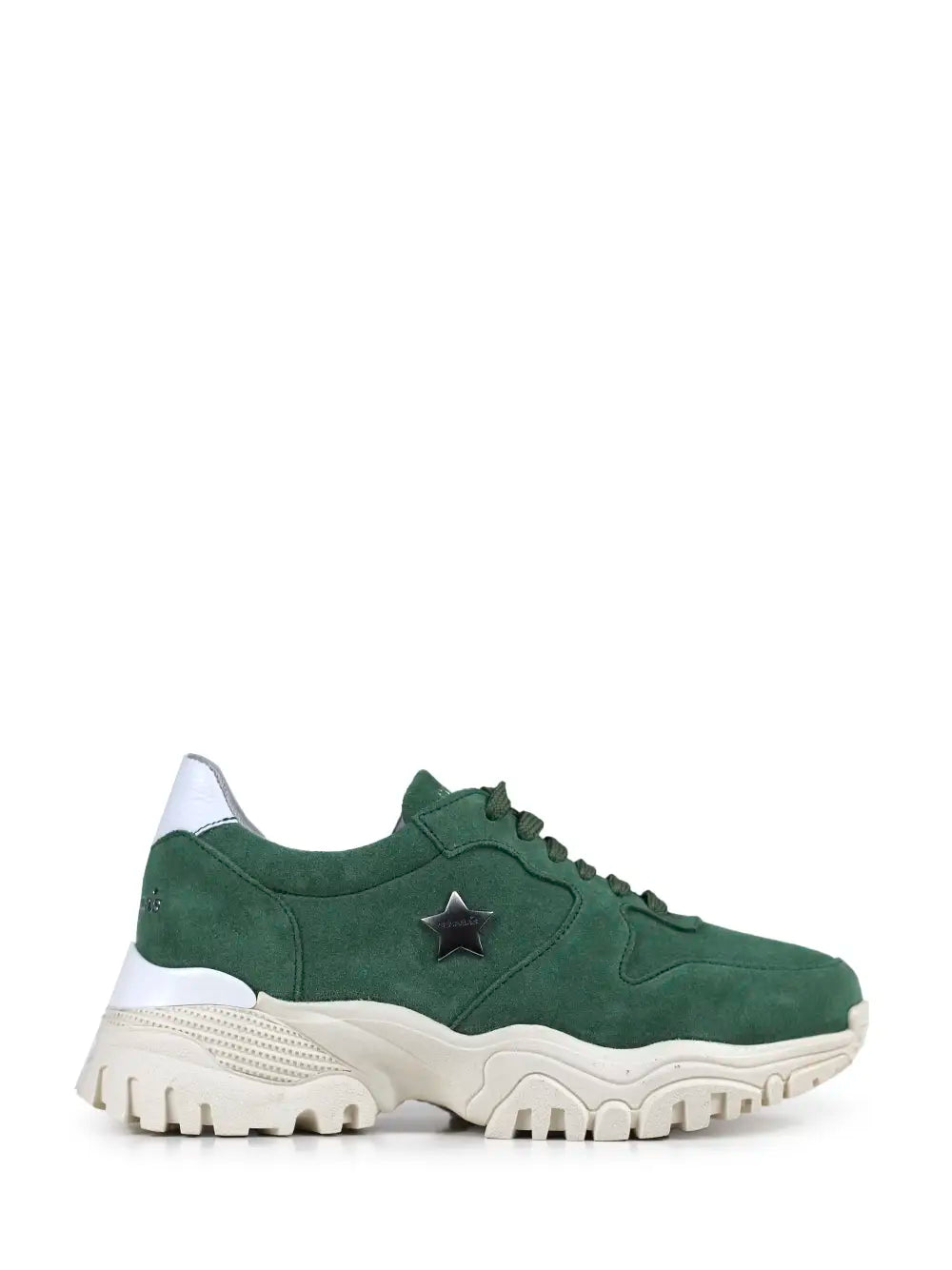 Grüne Wildleder-Sneaker mit Traktorsohle