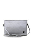 White Metallic Leather Bag with Shoulder Strap