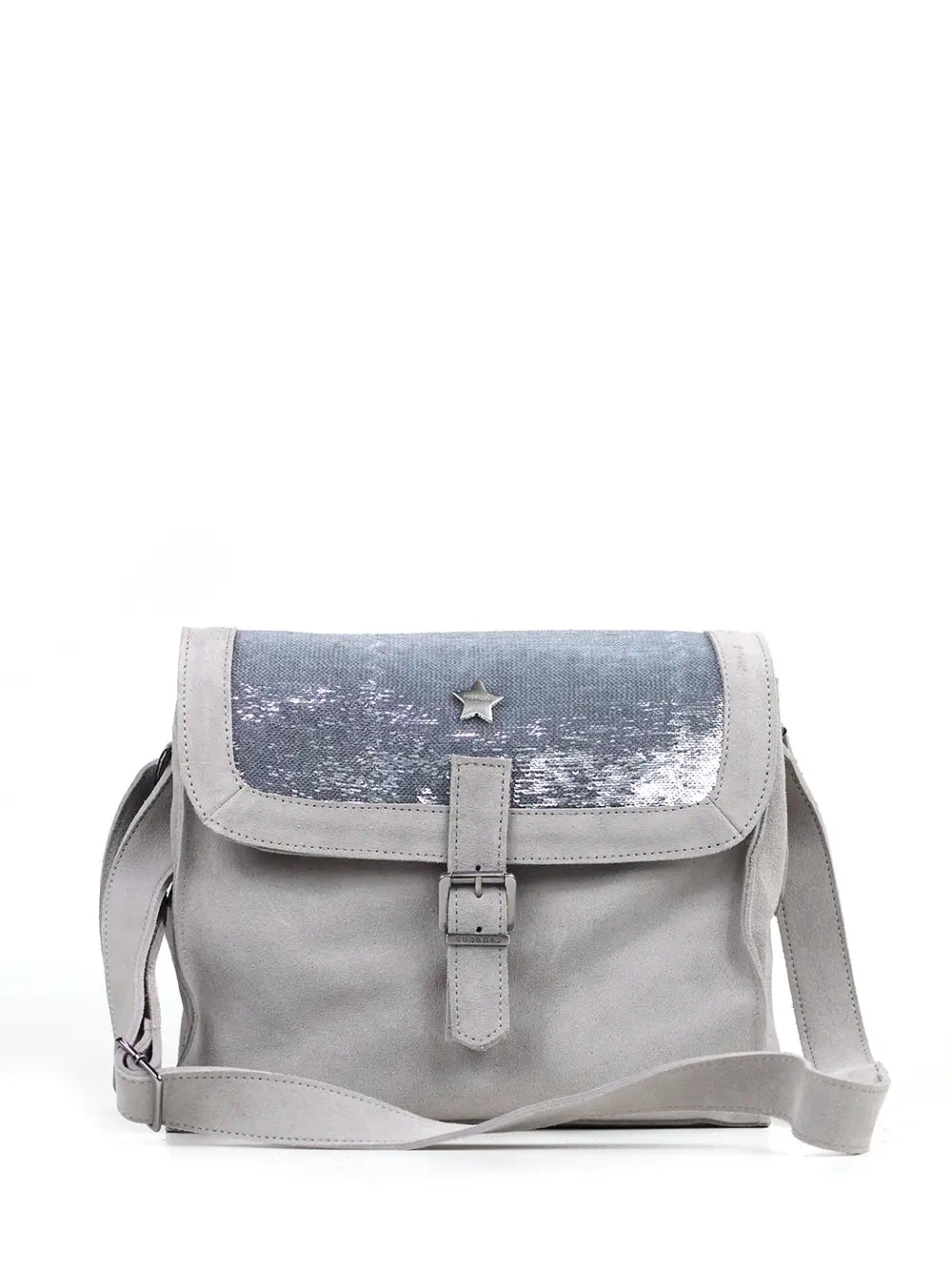 Grey Suede and Silver Glitter Bag