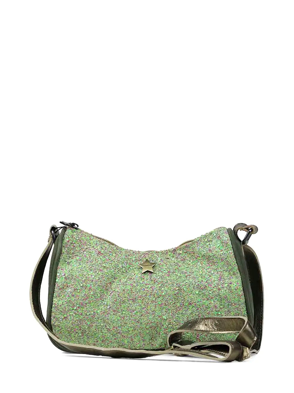 Mini Sac en Daim Vert à Paillettes