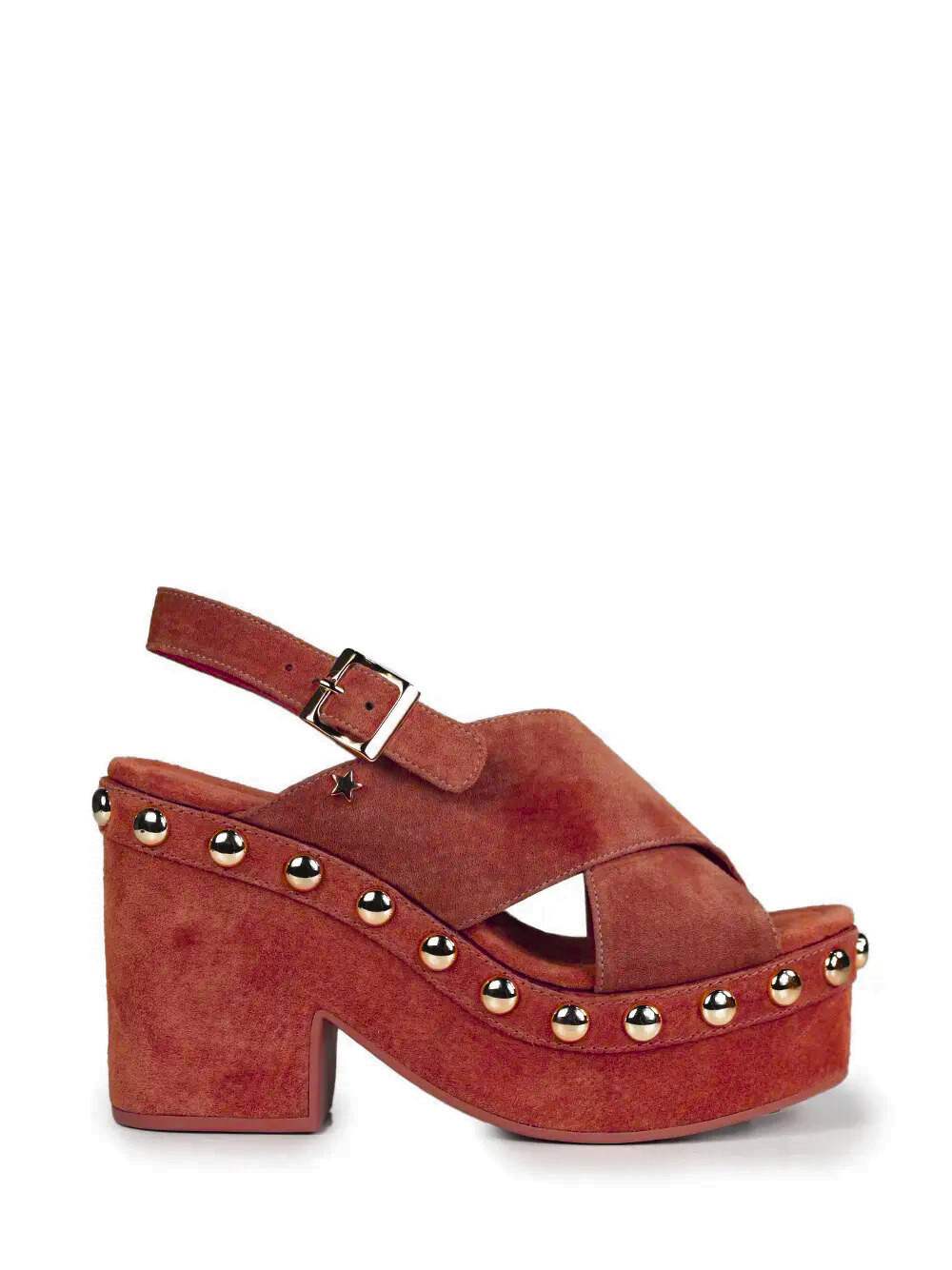 Sandália Plataforma em Camurça Vermelha