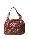 Mochila de piel trenzada marrón